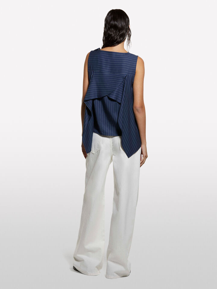 Jeans Style 72 wide fit branco - jeans palazzo para mulher - Branco | Sisley image number 2